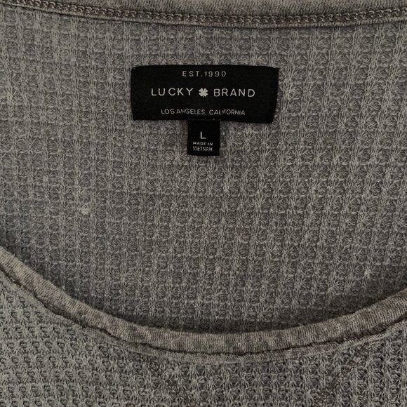 Lucky Brand Velour Thermal Waffle Top Textured Tee Charcoal Gray Size Large - Picture 5 of 5